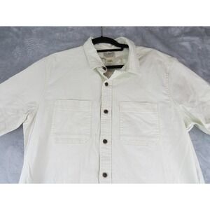 L.L. Bean Shirt Men's M Traditional Fit Short Sleeve Canvas Utility Cream Cotton